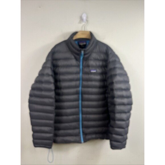 Patagonia Down Sweater Jacket Mens 2XL Dark Gray Full Zip Logo - Picture 1 of 11